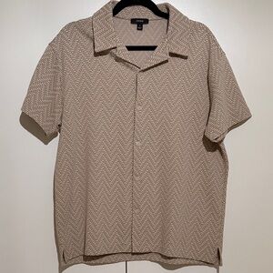 Men's Reiss Beige Patterned Shirt - size M